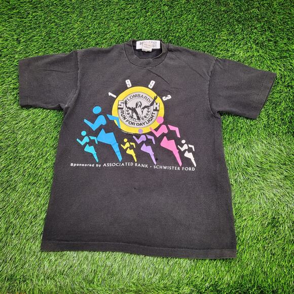 Vintage 1993 Marathon Shirt Womens Medium 19x23 Black Schwister - Picture 1 of 15